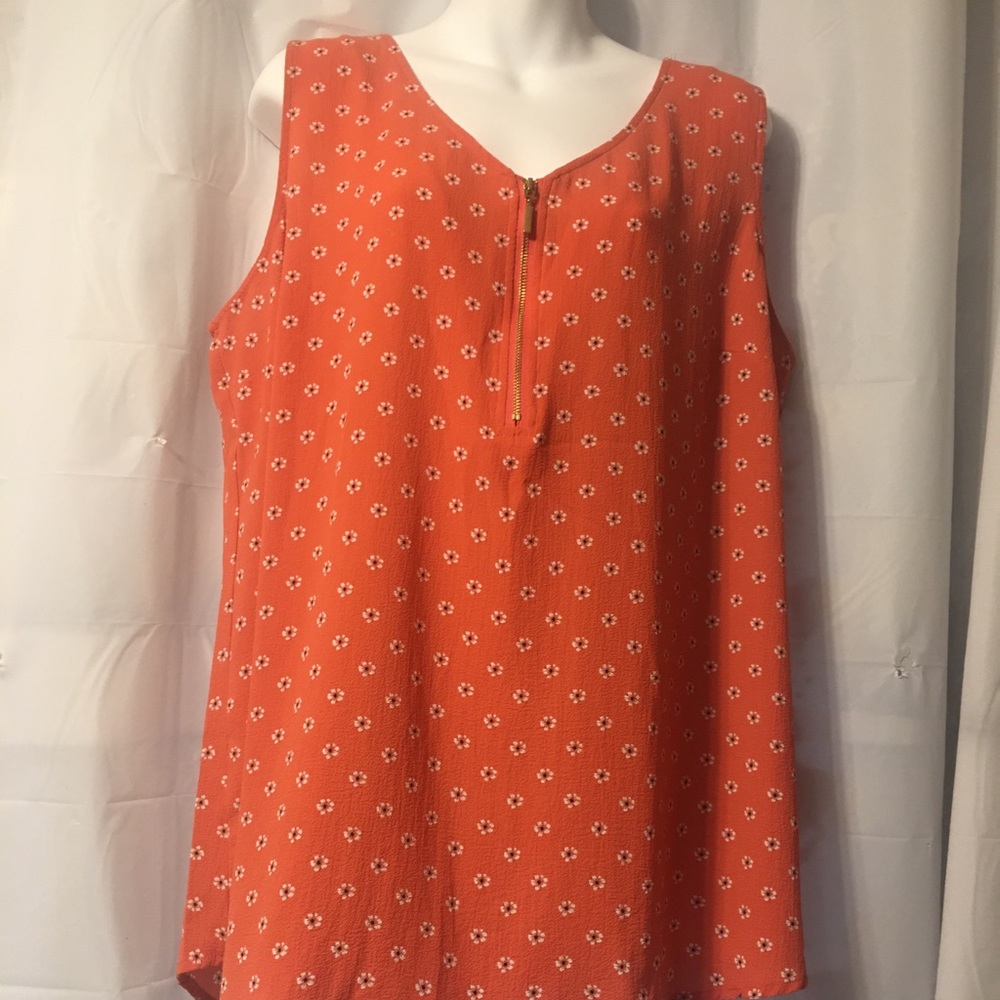 Pink/white sleeveless tank top blouse size XL